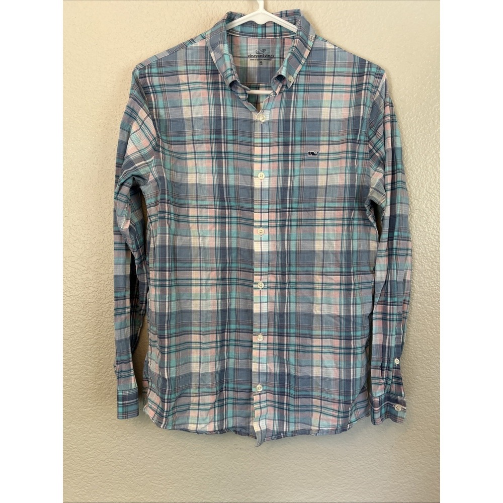 Vineyard Vines Long Sleeve Button Down Whale Shirt Boys XL 18 100% Cotton